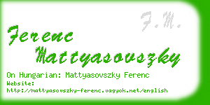 ferenc mattyasovszky business card